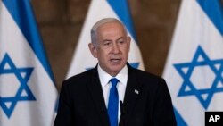 រូបឯកសារ៖ នាយក​រដ្ឋមន្ត្រី​អ៊ីស្រាអែល​លោក Benjamin Netanyahu ថ្លែង​នៅ​ក្នុង​កិច្ច​ប្រជុំ​គណៈរដ្ឋមន្ត្រី​ប្រចាំ​សប្តាហ៍​នៅ​ទីក្រុង​ហ្ស៊េរុយសាឡិម កាលពី​ថ្ងៃទី២១ ខែ​ឧសភា ឆ្នាំ២០២៣។