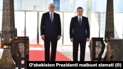 Germaniya Prezidenti Frank-Volter Shtayenmayer (chapda) O'zbekiston rahbari Shavkat Mirziyoyev bilan, Toshkent, O'zbekiston, 2019-yil, 28-may