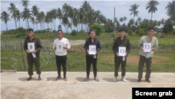 遭馬來西亞警方逮捕的五名中國工人 （照片來源：馬來西亞警方通告截圖）