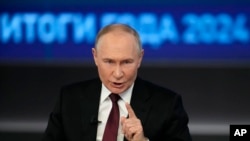 Ռուսաստանի նախագահ Վլադիմիր Պուտինը ասուլիսին։ Մոսկվա, դեկտեմբերի 19, 2024թ․։