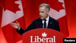 Mark Carney, habla después de ganar la carrera para convertirse en líder del gobernante Partido Liberal de Canadá y suceder a Justin Trudeau como primer ministro, en Ottawa, Ontario, Canadá, el 9 de marzo de 2025. REUTERS