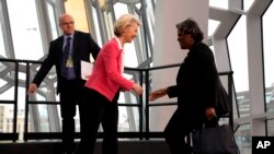 美国驻联合国大使琳达·托马斯-格林菲尔德（Linda Thomas-Greenfield）2023年5月17 日在冰岛首都雷克雅未克出席欧洲委员会峰会。（美联社）