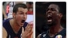 Košarkaški reprezentativci Srbije i SAD-a Nemanja Bjelica i Herison Barns (Foto: AP)
