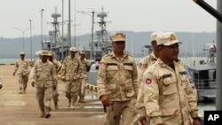 ทหารเรือกัมพูชาที่ฐานทัพเรือเรียม (ที่มา: AP/แฟ้มภาพ)