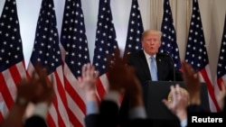 Donald Trump, conférence de presse, en marge de la 73è Assemblée générale de l'ONU, New York, le 26 septembre 2018. 