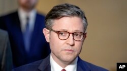 Спікер Палати представників республіканець Майк Джонсон, 15 лютого 2024. AP Photo/Mariam Zuhaib