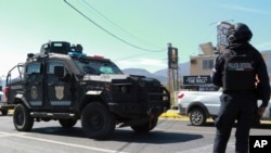 ARCHIVO - Policía estal en operativo de seguridad en la entrada de Chilpancingo, México, el 15 de febrero de 2024, el país azteca libra una batalla contra las drogas ante poderosos cárteles que siembran terror.