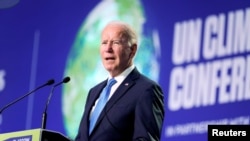 U.S. President Joe Biden speaks during the "Accelerating Clean Technology Innovation and Deployment" event at the UN Climate Change Conference (COP26) in Glasgow, Scotland, Britain, Nov. 2, 2021. 