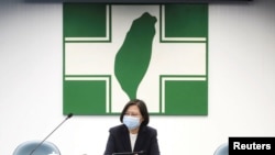 ប្រធានាធិបតី​តៃវ៉ាន់ អ្នកស្រី Tsai Ing-wen ថ្លែង​ទៅ​កាន់​សារព័ត៌មាន​នៅ​ក្នុង​ក្រុង​តៃប៉ិ តៃវ៉ាន់ កាលពី​ថ្ងៃទី១២ ខែសីហា ឆ្នាំ២០២០។