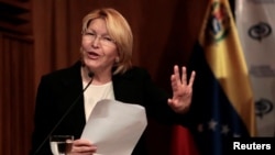 Venezuela's chief prosecutor Luisa Ortega Diaz gestures during a news conference in Caracas, July 31, 2017. 