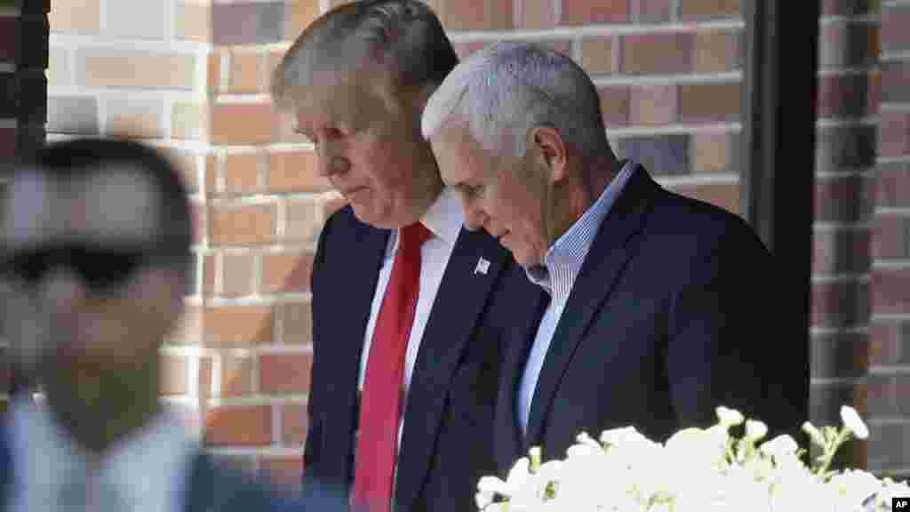 Donald Trump quitte la résidence du gouverneur de l'Indiana Mike Pence à Indianapolis, le 13 juillet, 2016.