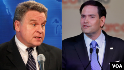 美國國會及行政當局中國委員會主席克里斯·史密斯眾議員（左）和共同主席馬克·魯比奧參議員（資料照片）