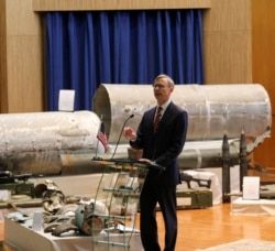 Brian Hook, enviado especial de EE.UU. para Irán habla en conferencia de prensa en Riyad, Arabia Saudita, el 29 de junio de 2020.