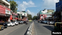 新德里G20峰會前夕異乎尋常空蕩的街道。(2023年9月8日)