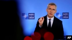 NATO Secretary-General Jens Stoltenberg speaks during a media conference at NATO headquarters in Brussels, Friday, Feb. 28, 2020. Ambassadors from the NATO military alliance are holding emergency talks Friday after Turkey requested a meeting with…