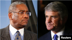 گریگوری میکز، رئیس دموکرات کمیته امور خارجی مجلس نمایندگان (چپ)، و  مایکل مک‌کال، نماینده ارشد جمهوری‌خواه این مجلس