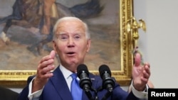 FILE PHOTO: U.S. President Joe Biden speaks about recovery efforts in Maui, Hawaii, and the ongoing response to Hurricane Idalia, in Washington