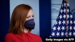 La portavoz de la Casa Blanca, Jen Psaki, en rueda de prensa, el 18 de marzo de 2021.