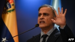 El fiscal general de Venezuela, Tarek William Saab, durante una conferencia de prensa en la Procuraduría Pública en Caracas el 22 de enero de 2024.