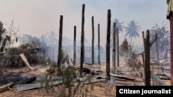 စစ်ကိုင်းတိုင်း၊ မင်းကင်းမြို့နယ်အတွင်း စစ်တပ်ကနယ်မြေရှင်းလင်းစဉ် ရွာလုံးကျွတ်မီးရှို့ခံထားရတဲ့ မုဿာကျေးရွာမြင်ကွင်း။ (ဖေဖေါ်ဝါရီ ၁၀၊ ၂၀၂၂)
Credit-မင်းကင်းနွေဦးတော်လှန်ရေး