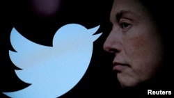 FILE PHOTO: Illustration shows Elon Musk photo and Twitter logo