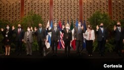 Secretario de Estado de EE.UU., Antony Blinken, en reunión con representantes del Sistema Integración Centroamericana (SICA) y canciller mexicano para abordar temas como la migración, corrupción y gobernanza. [Foto cortesía Cancillería de Costa Rica].