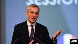 Генералниот секретар на НАТО зборува за време на Парламентарното собрание на НАТО во Софија на 27 мај 2024 година (Фото: АФП)