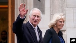 Britain's King Charles III and Queen Camilla leave The London Clinic in central London, on Monday, Jan. 29, 2024. King Charles III was in hospital to receive treatment for an enlarged prostate. (AP Photo/Alberto Pezzali)
