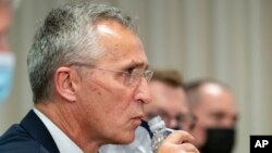 El secretario general de la OTAN, Jens Stoltenberg, durante una reunión en el Pentágono en 4 de octubre de 2021.