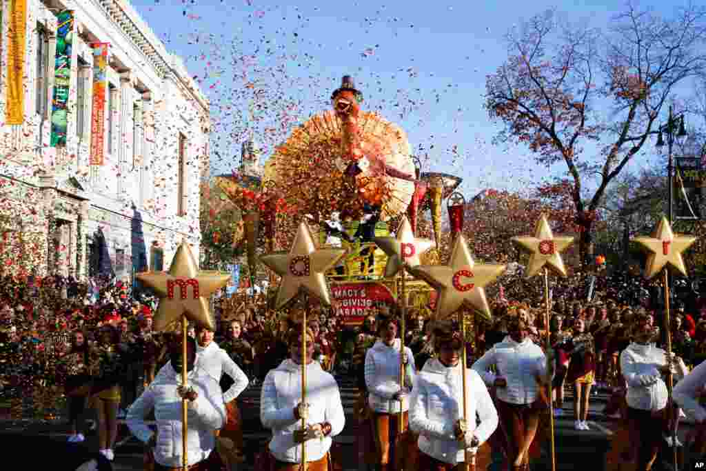 People take part in the 92nd annual Macy's Thanksgiving Day Parade in New York, Nov. 22, 2018.