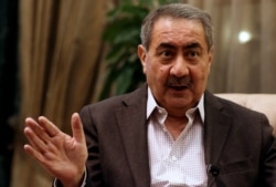 FILE - Hoshyar Zebari, former foreign minister of Iraq, speaks during an interview with AFP in Irbil, the capital of the autonomous Kurdish region of northern Iraq, Sept. 7, 2017.