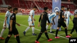 'Yan wasan Argentina (Photo by Daniel JAYO / POOL / AFP)