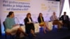 Konferencija "Pet godina pregovora: Koliko je Srbija daleko od članstva u EU", u organizaciji portala Juropian vestern Balkans: Ljubica Gojgić (voditeljka), Suzana Grubješić (EMS), Milena Lazarević (EPC), Vladimir Međak (EMS) i Srđan Majstorović (EPC), u sali Aero kluba u Beograd