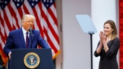 U.S President Donald Trump announces his nominee of Judge Amy Coney Barrett to fill the Supreme Court seat left vacant by the death of Ruth Bader Ginsburg, at the White House in Washington, Sept. 26, 2020.