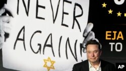 Ілон Маск під час конференції Європейської єврейської асоціації в Кракові, Польща, 22 січня 2024 р. AP Photo/Czarek Sokolowski
