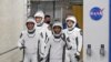فائل فوٹو میں اسپیس اسٹیشن جانے والے خلاباز سٹوونٹ ٹام مارشبرن، میتھیاس مورر، مون پیی المے، راجہ چاری اور کیلا بیرن دکھائی دے رہے ہیں۔ (فوٹو اے پی)