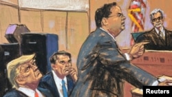 Picha za kuchorwa kutoka ndani ya mahakama ya Manhattan mjini New York.