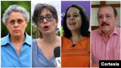 Combinación de fotos en la que aparecen las opositoras detenidas en Nicaragua el domingo 13 de junio de 2021: Suyen Barahona, Ana Margarita Vigil y la exguerrillera sandinista Dora María Téllez. [Foto: Houston Castillos Vado] 