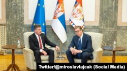 Miroslav Lajčak i Aleksandar Vučić tokom susreta u Beogradu (Foto: Twitter/@miroslavlajcak)