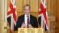 圖為英國外相拉佈在記者會上講話。 （2020年5月5日）