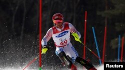 资料照片：美国滑雪运动员卡特参加韩国冬奥会（2018年3月17日）