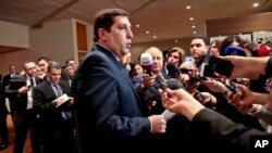 Vladimir Safronkov, ambassadeur adjoint de la Russie au Conseil de sécurité, lors d’une conférence de presse au siège de l'ONU, 19 février 2016.