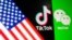 美國國旗、TikTok和微信標識