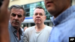 FILE - Andrew Craig Brunson, an evangelical pastor from Black Mountain, North Carolina, arrives at his house in Izmir, Turkey, July 25, 2018. 