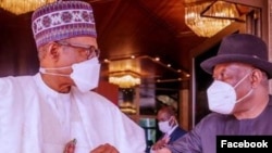 Buhari, hagu, Jonathan dama (Facebook/Bashir Ahmad)