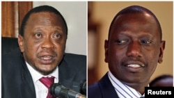 Rais wa Kenya, Uhuru Kenyatta (L) na Naibu rais wake William Ruto wote wanashtakiwa na ICC huko The Haque