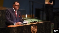 Hage Geingob, président de la République de Namibie, prend la parole au Sommet de la paix Nelson Mandela, à New York, le 24 septembre 2018.
