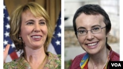 La congresista, antes de recibir el balazo, y luego de haber salido del hospìtal.