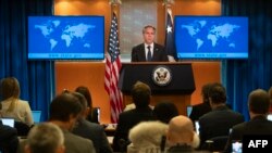 Державний секретар США Ентоні Блінкен під час підсумкової прес-конференції 20 грудня 2023 року у Держдепартаменті у Вашингтоні. ROBERTO SCHMIDT/AFP