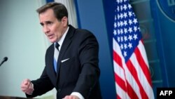 Радник Білого Дому з комунікацій у сфері нацбезпеки Джон Кірбі під час брифігу в Білому Домі.